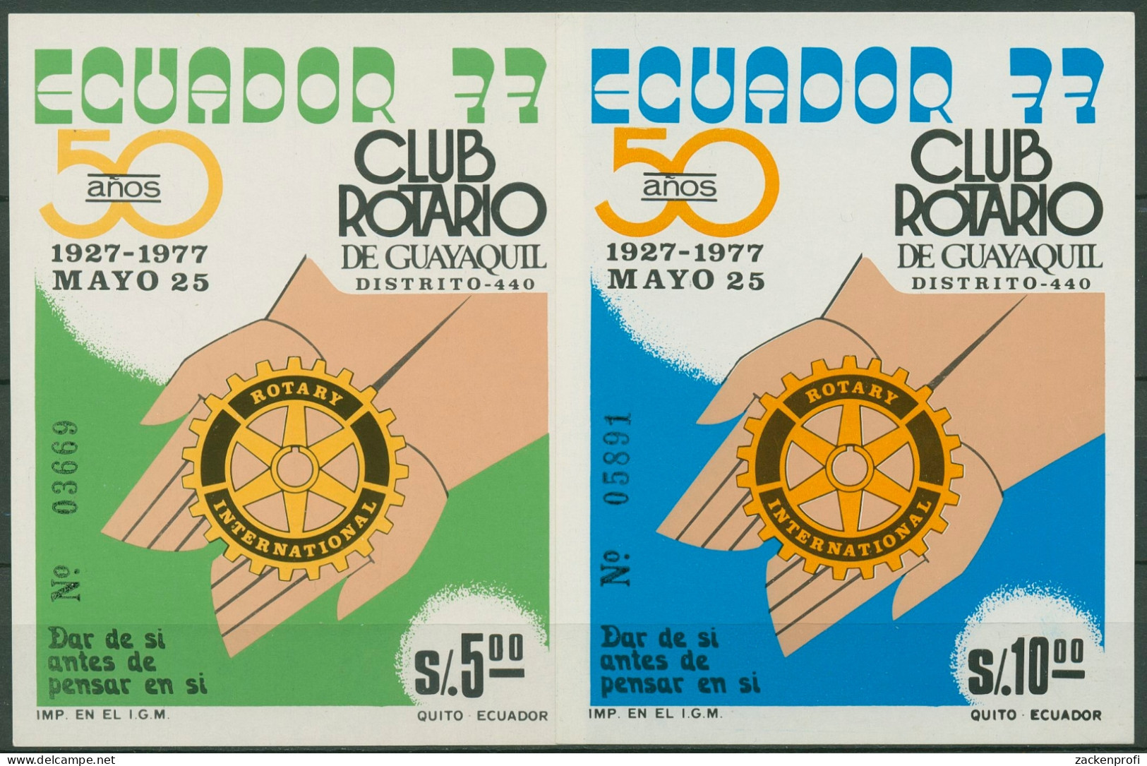Ecuador 1977 Rotary Club Block 76/77 Postfrisch (C97363) - Equateur