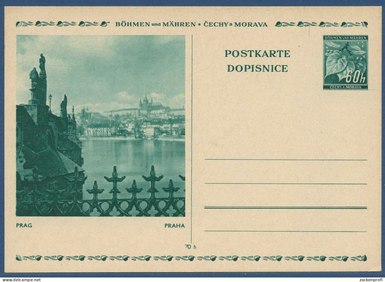 Böhmen Und Mähren 1939 Bildpostkarte Karlsbrücke P 6 /010 Ungebraucht (X40631) - Briefe U. Dokumente