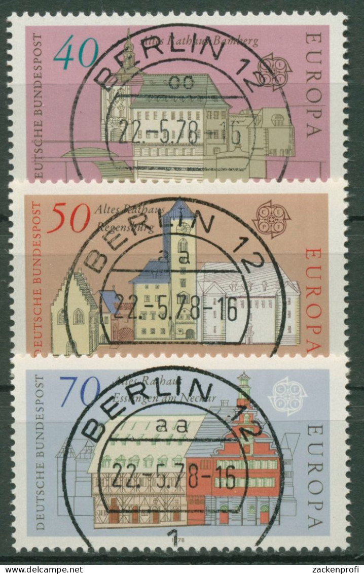 Bund 1978 Europa CEPT Baudenkmäler Rathäuser 969/71 Mit TOP-Stempel - Used Stamps