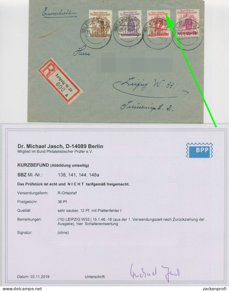SBZ West-Sachsen 1946 1. Verwendungszeit+Plattenfehler 138/148a Gepr. (T19695) - Autres & Non Classés