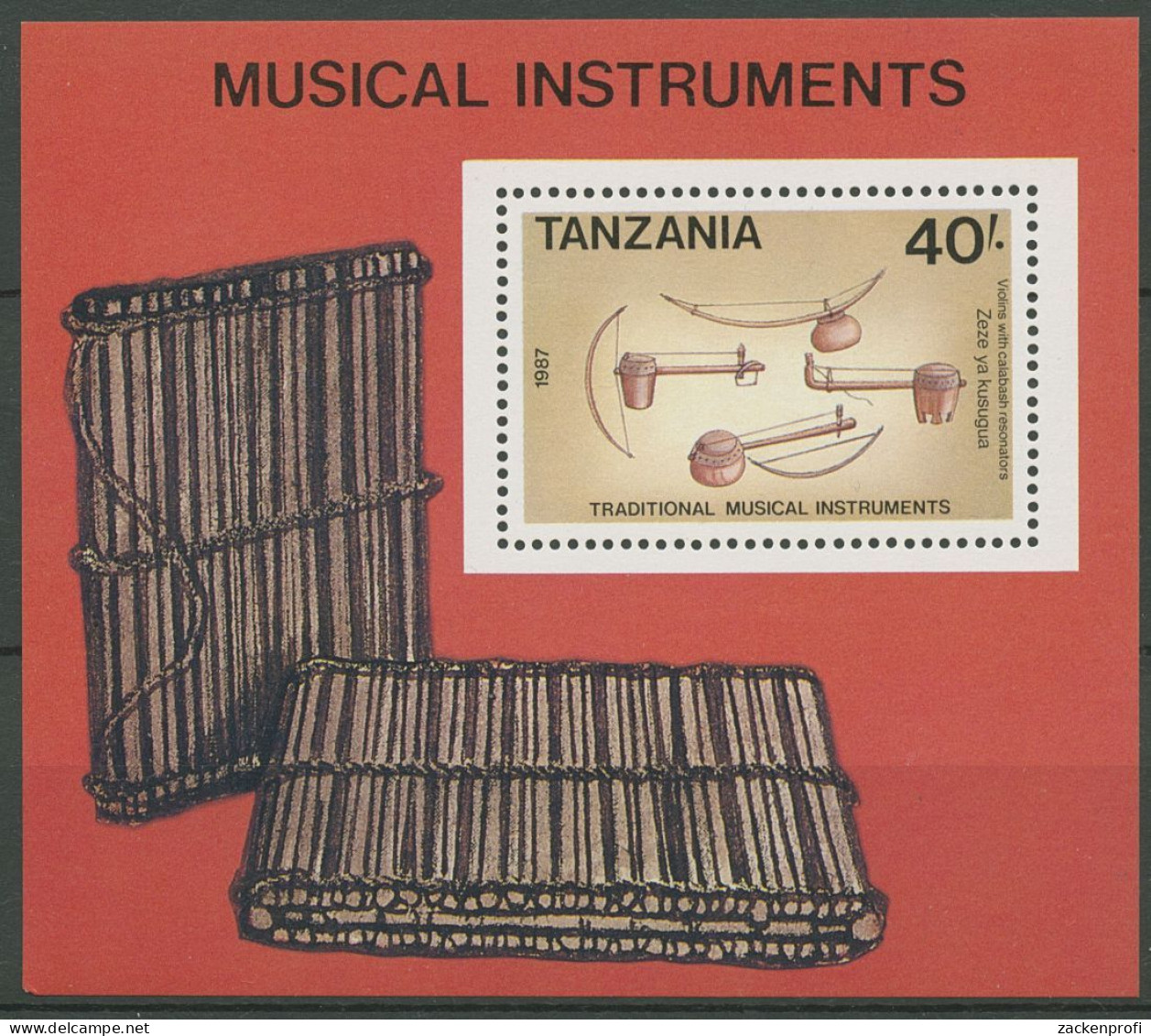 Tansania 1989 Musikinstrumente Violinen Block 92 Postfrisch (C40655) - Tanzanie (1964-...)
