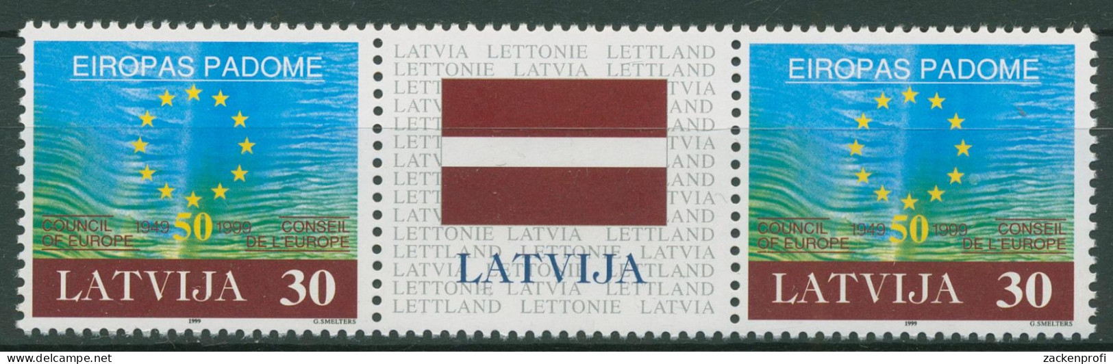 Lettland 1999 50 Jahre Europarat Zwischenstegpaar 500 ZW Postfrisch (C90171) - Lettonie