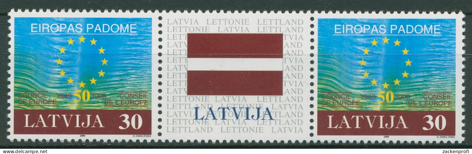 Lettland 1999 50 Jahre Europarat Zwischenstegpaar 500 ZW Postfrisch (C90171) - Latvia