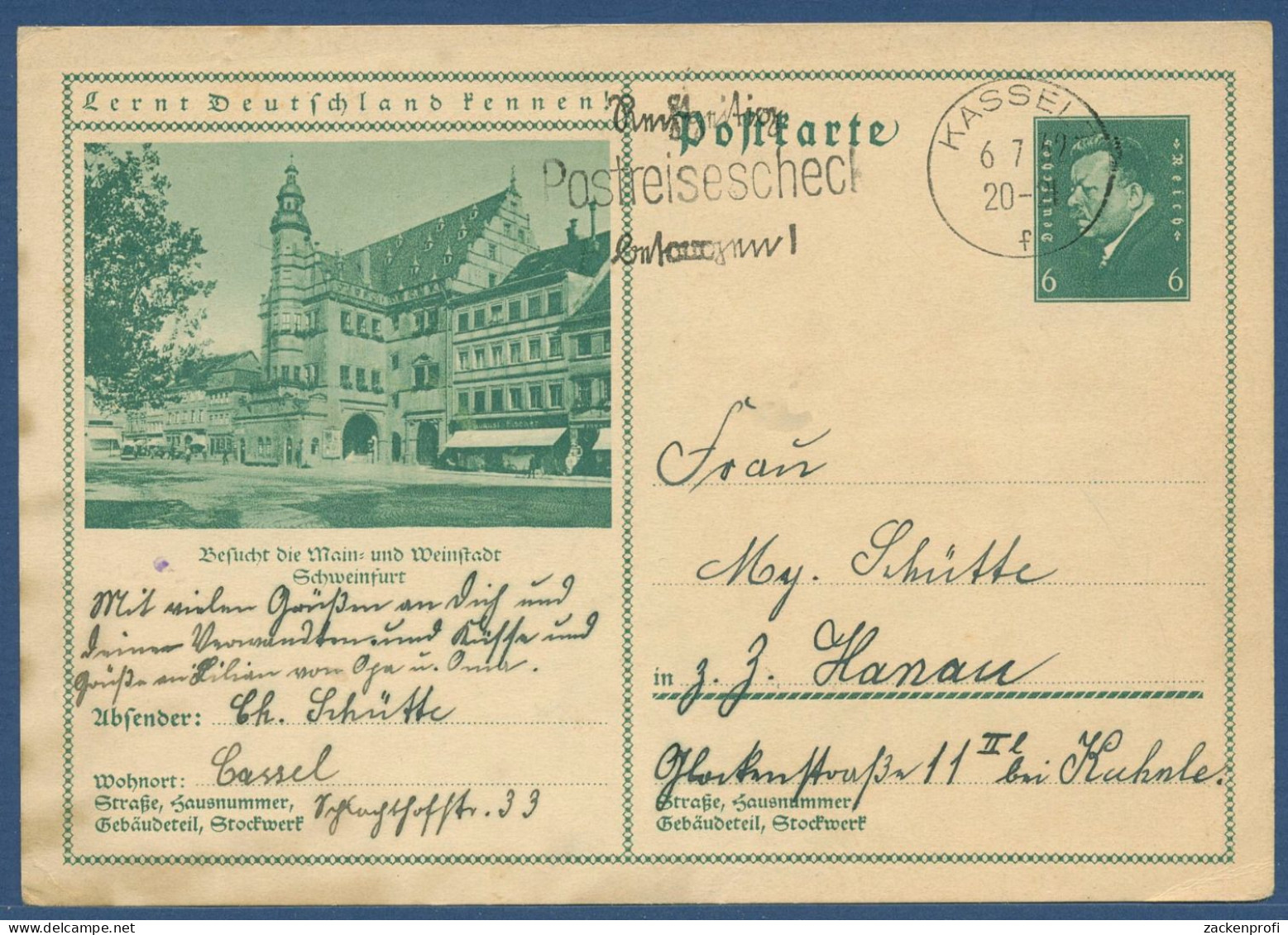 Deutsches Reich 1932 Bildpostkarte Schweinfurt P 202 /049 Gebraucht (X40609) - Autres & Non Classés