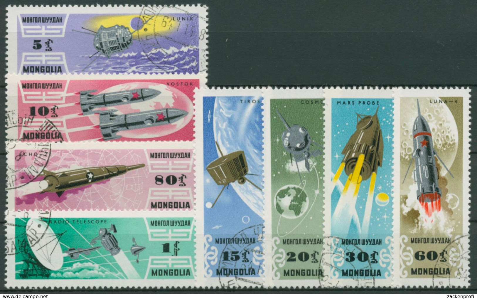 Mongolei 1964 Weltraumforschung 365/72 Gestempelt - Mongolie