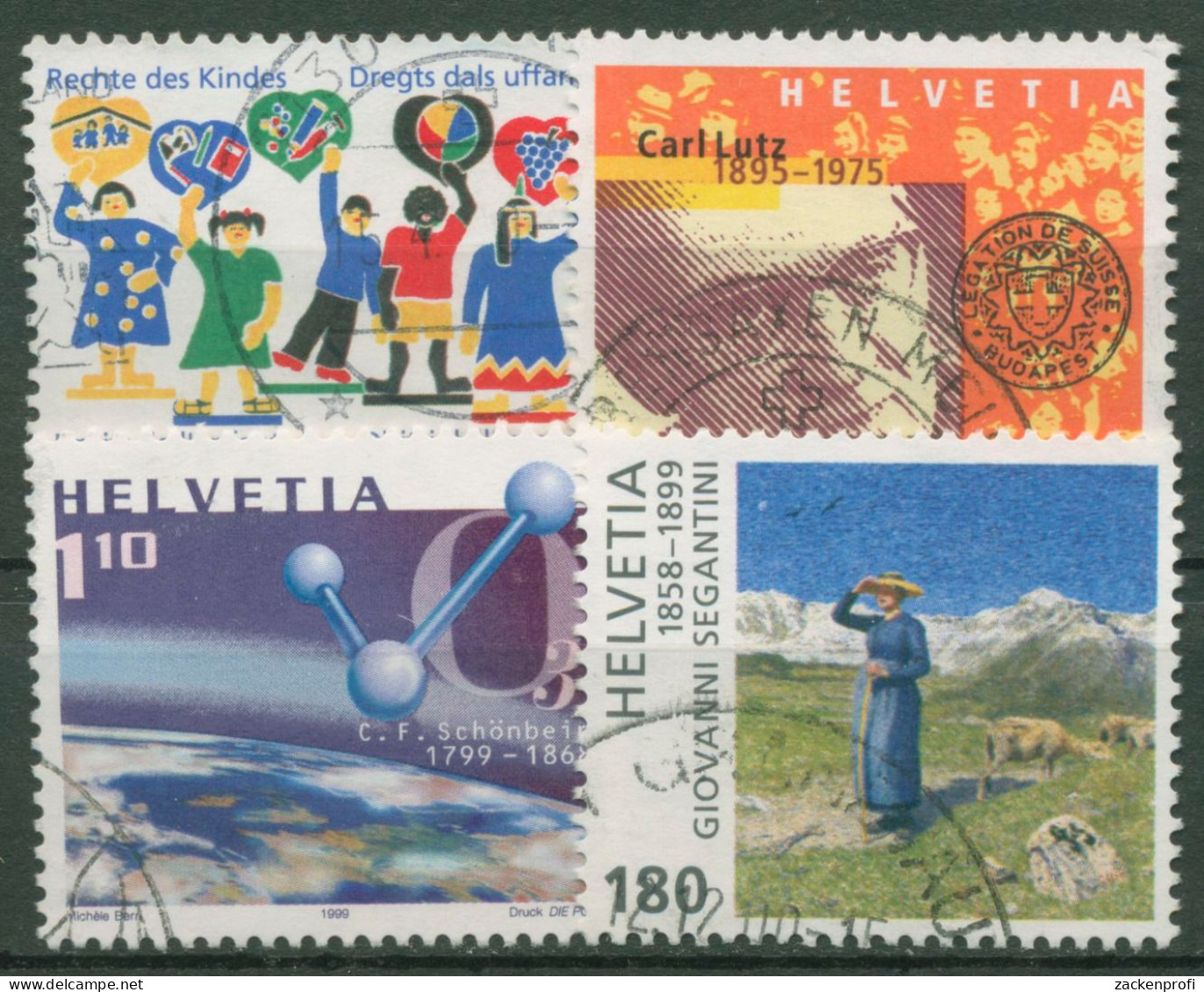 Schweiz 1999 Ereignisse Kinder Persönlichkeiten Gemälde 1695/98 Gestempelt - Used Stamps