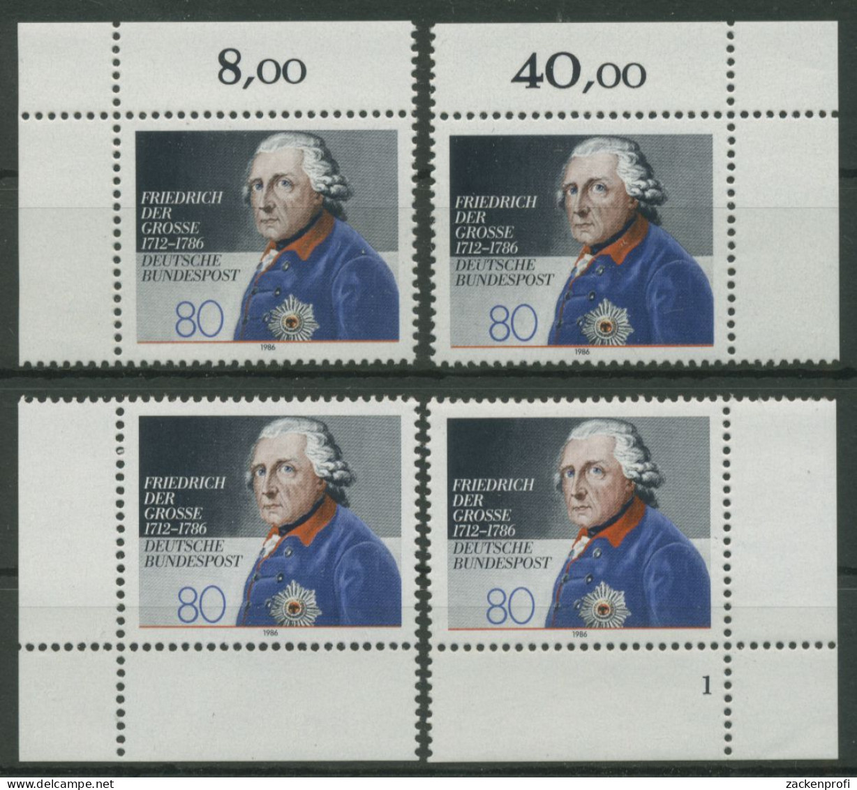Bund 1986 König Friedrich Der Große 1292 Alle 4 Ecken Postfrisch (E1486) - Ungebraucht