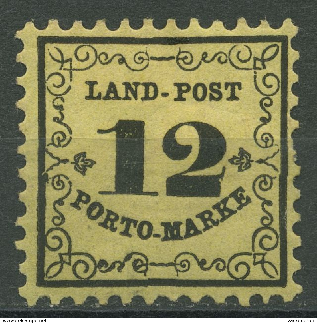 Baden 1862 Landpost-Portomarke 12 Kreuzer 3 X Mit Falz, Zahnfehler - Ungebraucht