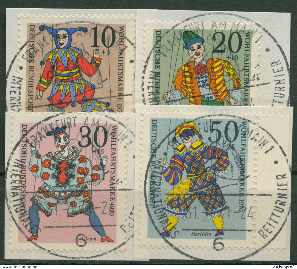 Bund 1970 Wohlfahrt Marionetten 650/53 TOP-Stempel, Briefstücke - Used Stamps