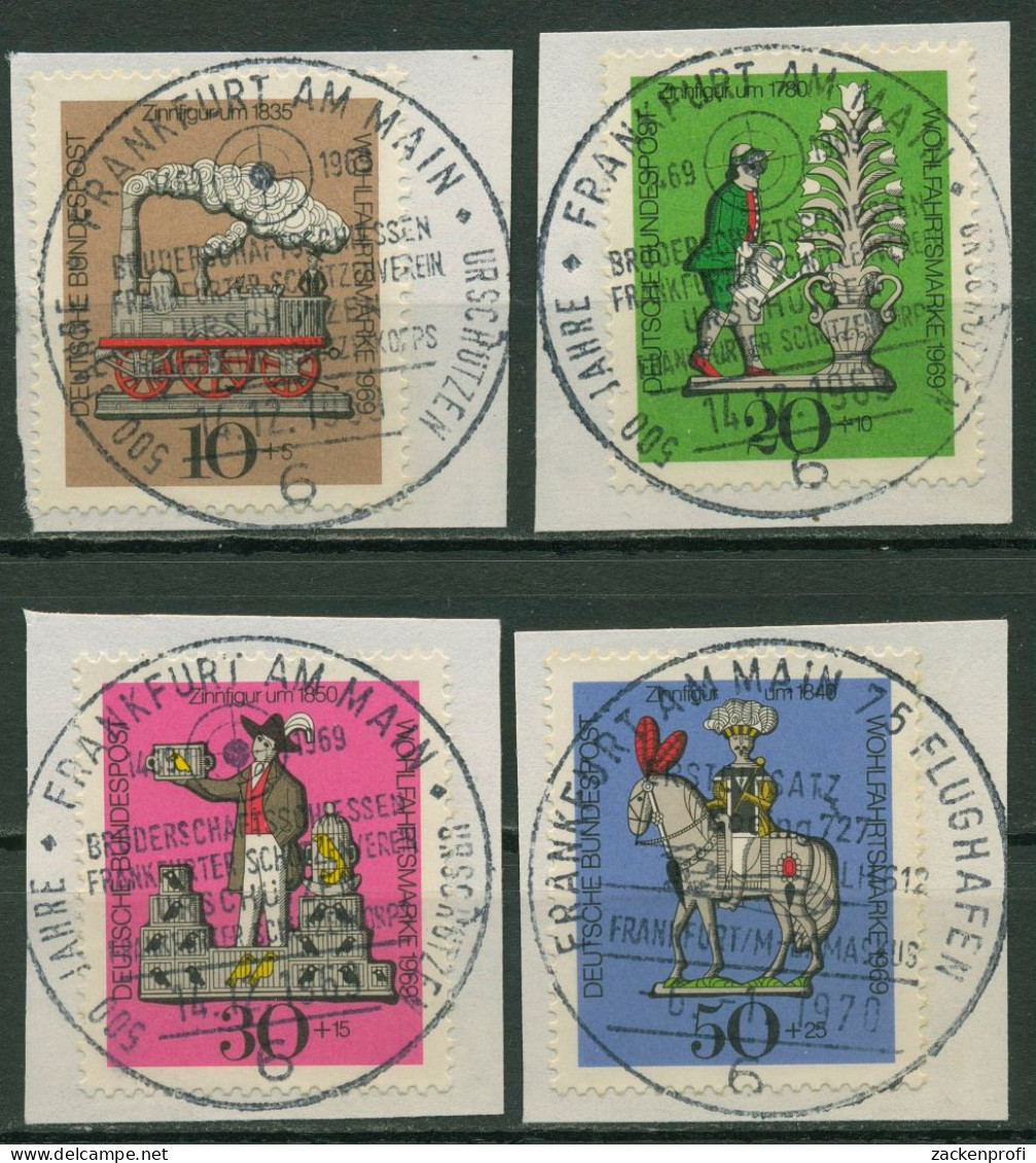 Bund 1969 Wohlfahrt: Zinnfiguren 604/07 Mit TOP-Stempel, Briefstücke - Gebraucht