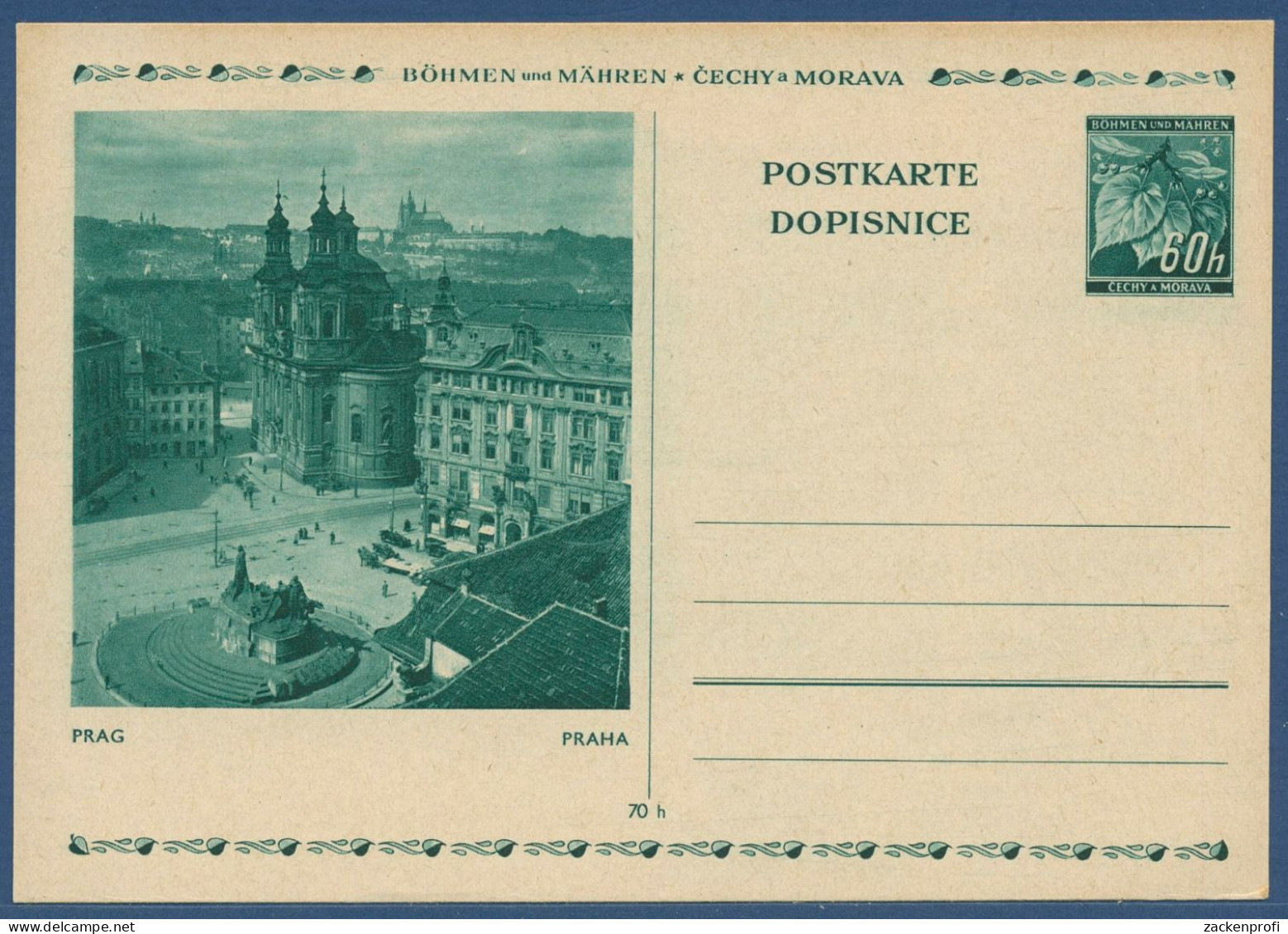 Böhmen Und Mähren 1939 Bildpostkarte Wenzelsplatz P 6 /08 Ungebraucht (X40629) - Cartas & Documentos