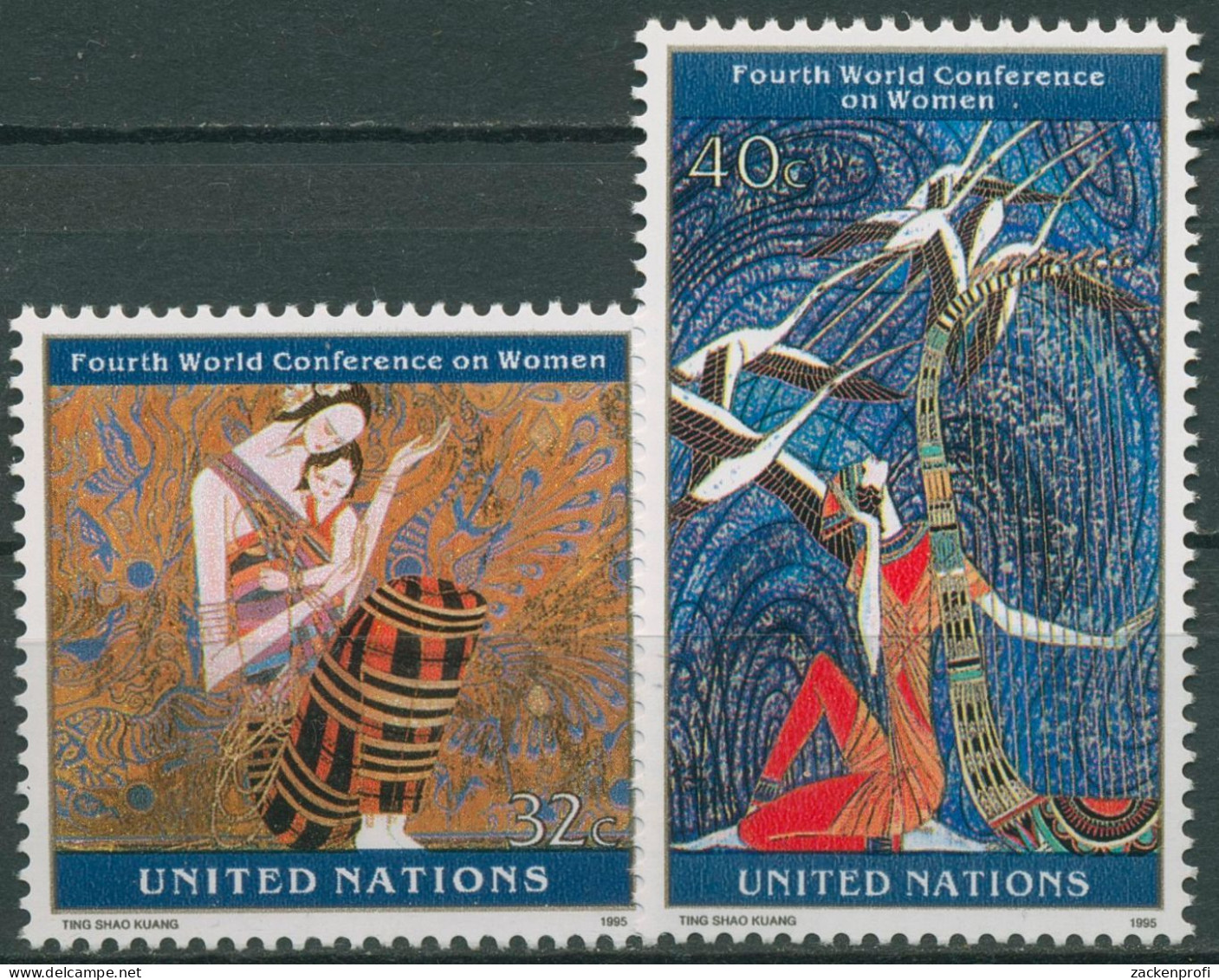 UNO New York 1995 Weltfrauenkonferenz Peking Gemälde 689/90 Postfrisch - Unused Stamps