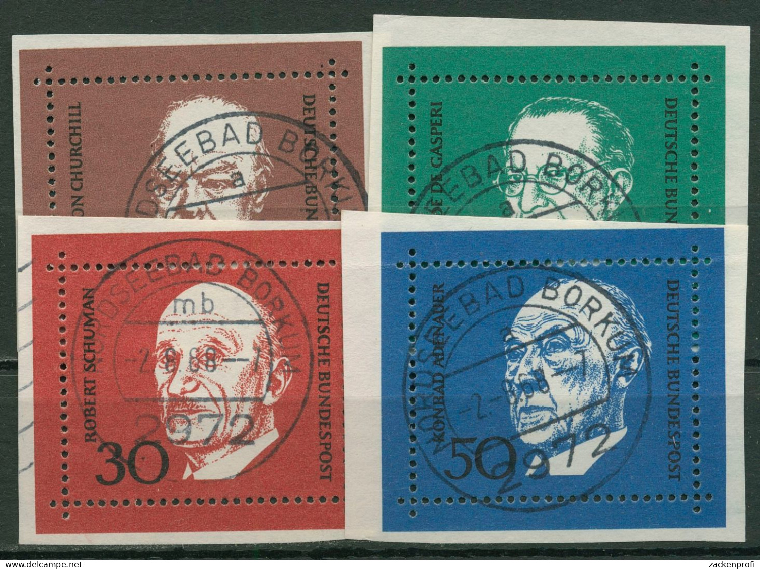 Bund 1968 Einzelmarken Aus Block 4 Mit Rand, 554/57 Mit TOP-Stempel - Oblitérés