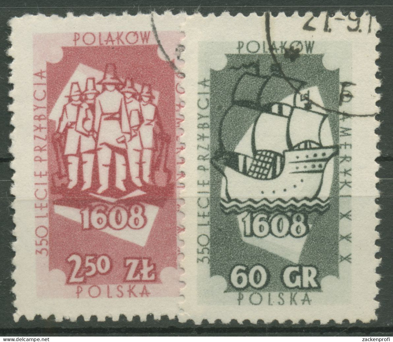 Polen 1958 Emigranten In Amerika Auswandererschiff 1073/74 Gestempelt - Oblitérés