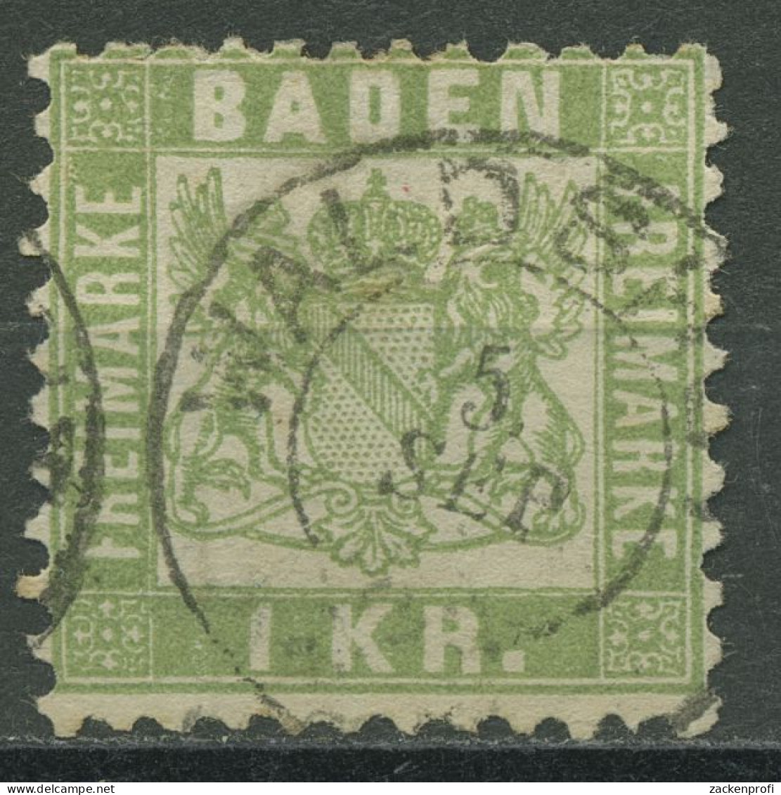 Baden 1868 1 Kreuzer Lebhaftgrün 23 Gestempelt - Oblitérés