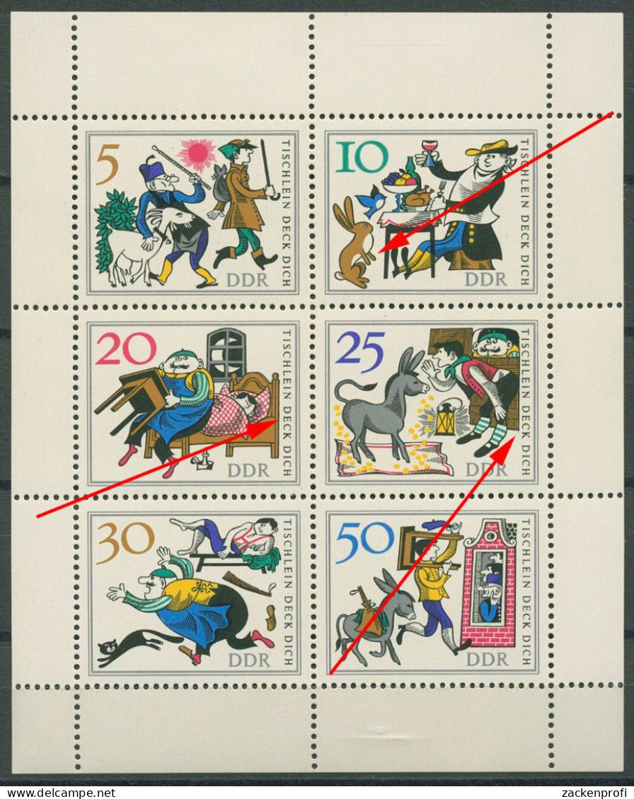DDR 1966 Märchen Mit 3 Plattenfehlern 1236/41 K (10 A VI) Postfrisch (C80569) - Errors & Oddities