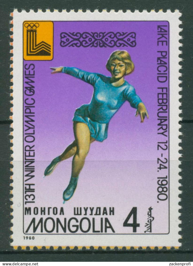 Mongolei 1980 Olympia Lake Placid Eiskunstlauf 1278 Blockeinzelmarke Postfrisch - Mongolei