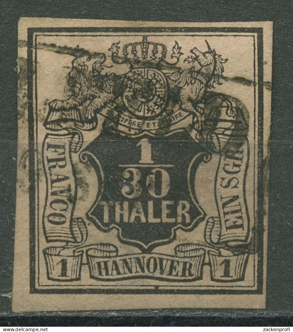 Hannover 1851 Wertschild Unter Wappen 1/30 Th, 3 A Gestempelt - Hanovre