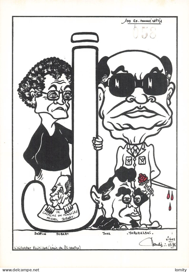 Politique Caricature Lionel Jospin Jaruzelski Alphabet Lettre J Illustration Lardie Illustrateur - Satiriques