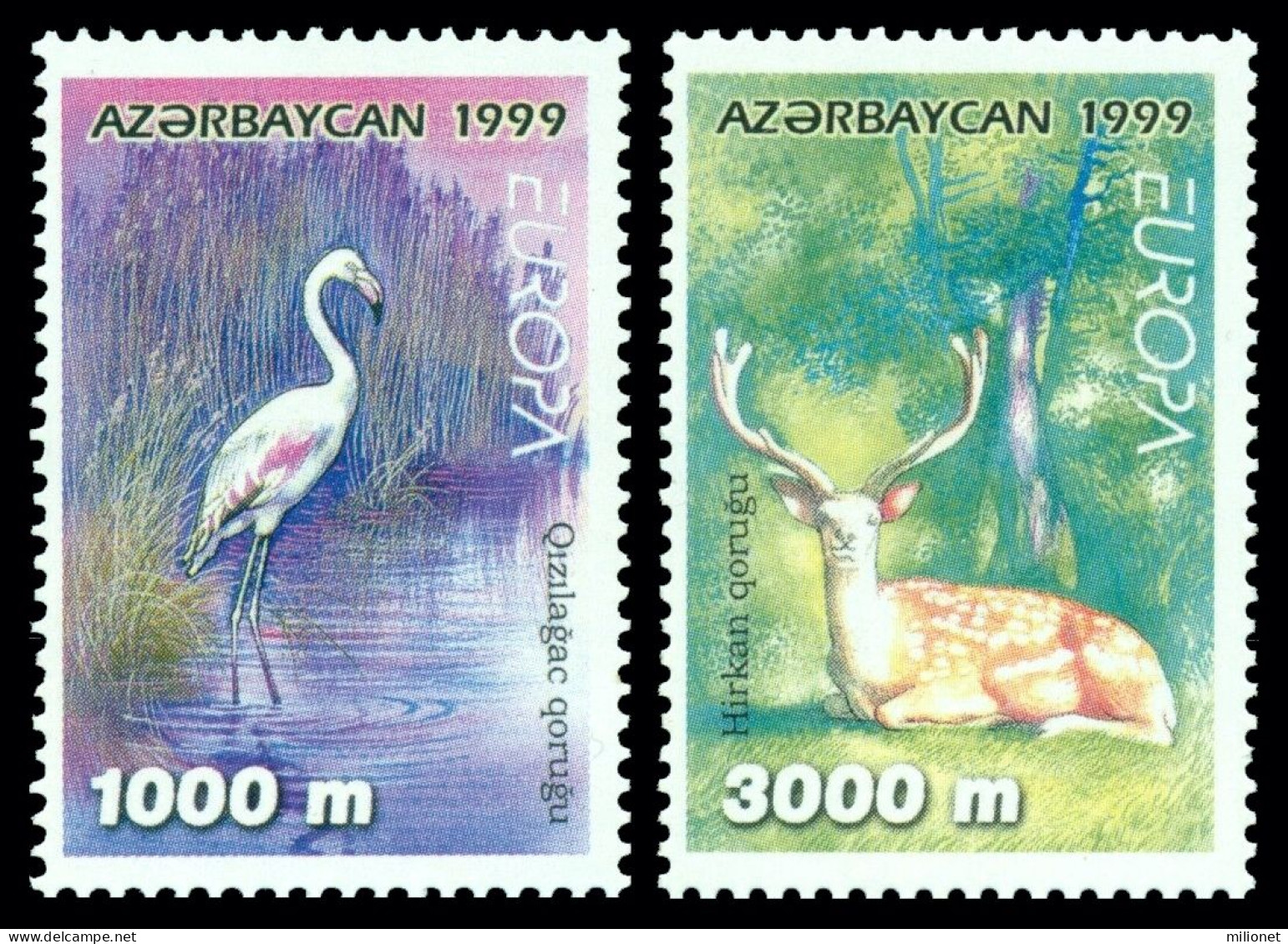 SALE!!! AZERBAIYAN AZERBAIJAN AZERBAÏDJAN ASERBAIDSCHAN 1999 EUROPA CEPT National Reserves & Parks 2 Stamps Set MNH ** - 1999