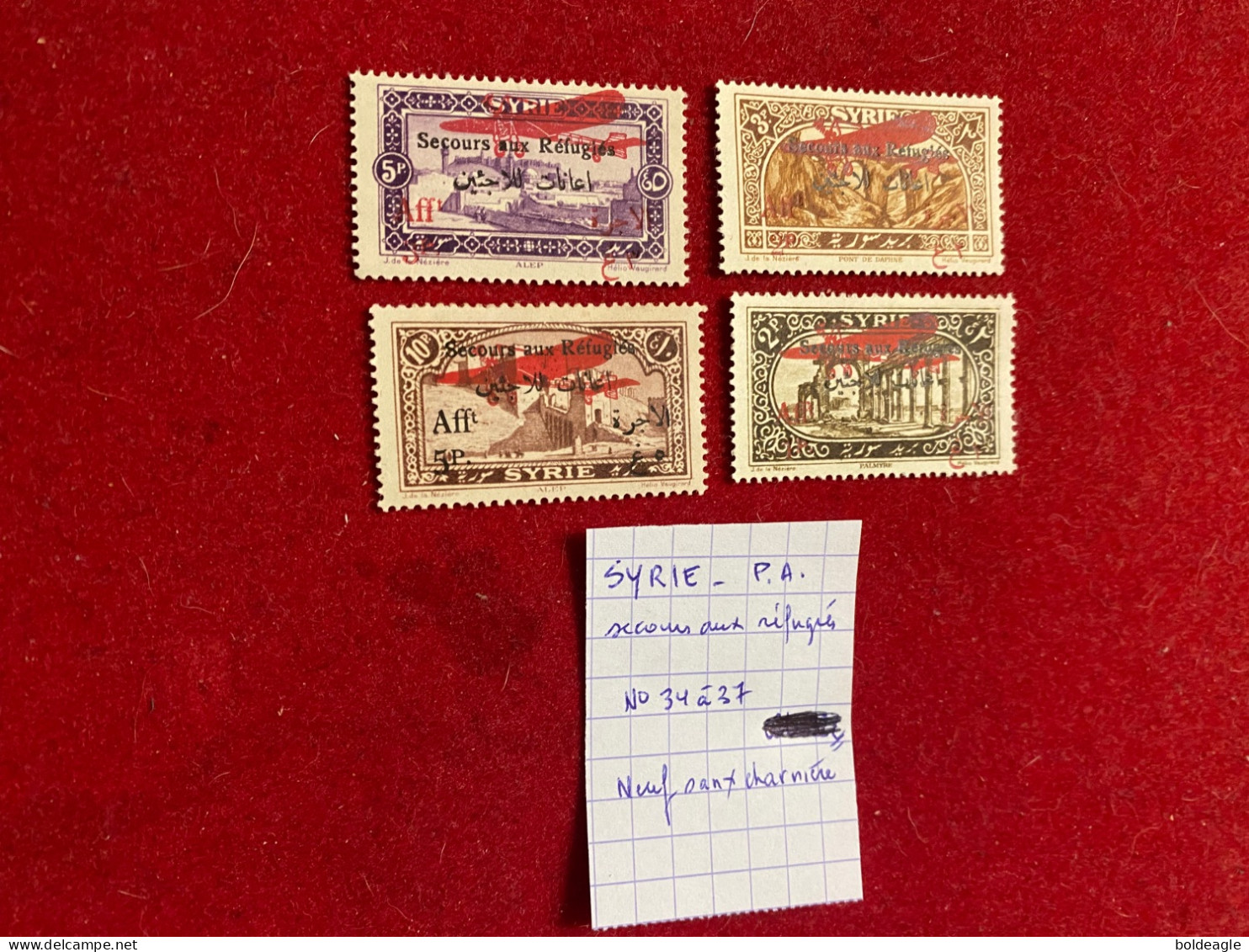 SYRIE -PA SECOURS AUX RÉFUGIÉS - N 34/ 37 NEUF SANS CHARNIÈRE - Airmail