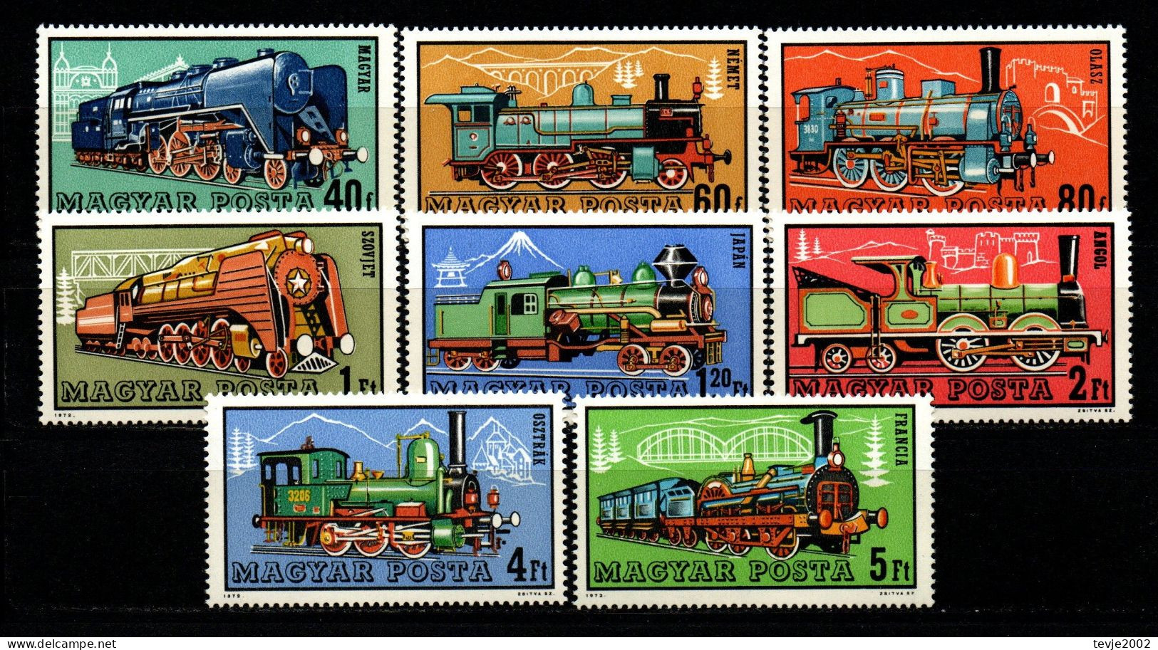 Ungarn 1972 - Mi.Nr. 2730 - 2737 A - Postfrisch MNH - Eisenbahnen Railways Lokomotiven Locomotives - Trains