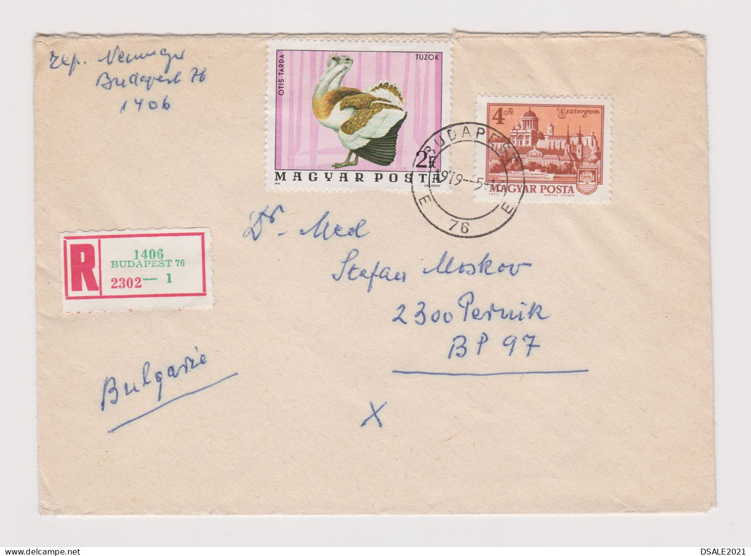 Hungary Ungarn 1970s Registered Cover With Topic Stamps Bird (Otis Tarda), Sent Abroad To Bulgaria (935) - Covers & Documents
