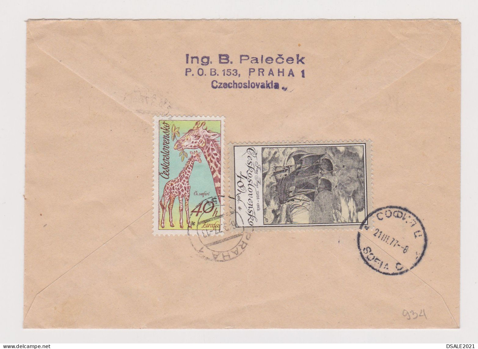 Czechoslovakia 1970s Registered Cover W/Topic Stamps Mi#2356/2359 Set Winter Spartakiad, Giraffe, Sent To Bulgaria /934 - Briefe U. Dokumente