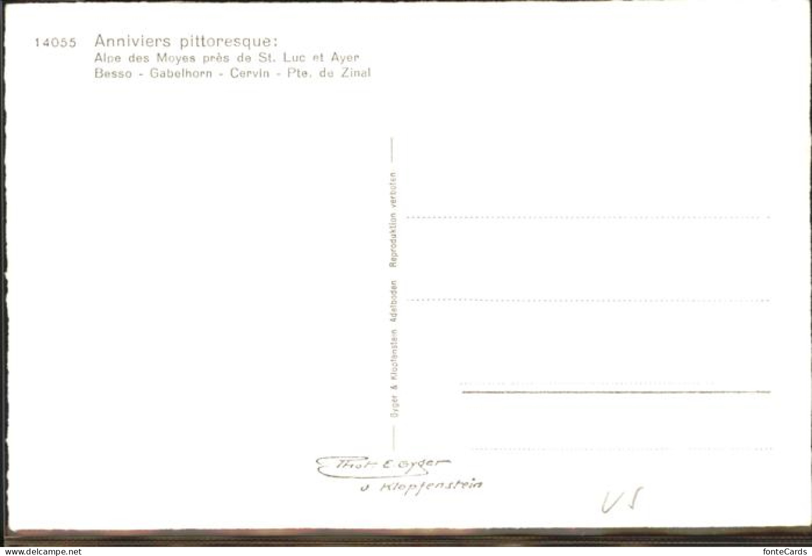 11293718 Gabelhorn Alpe Moyes St. Luc Zinal Cervin Besso Gabelhorn - Sonstige & Ohne Zuordnung