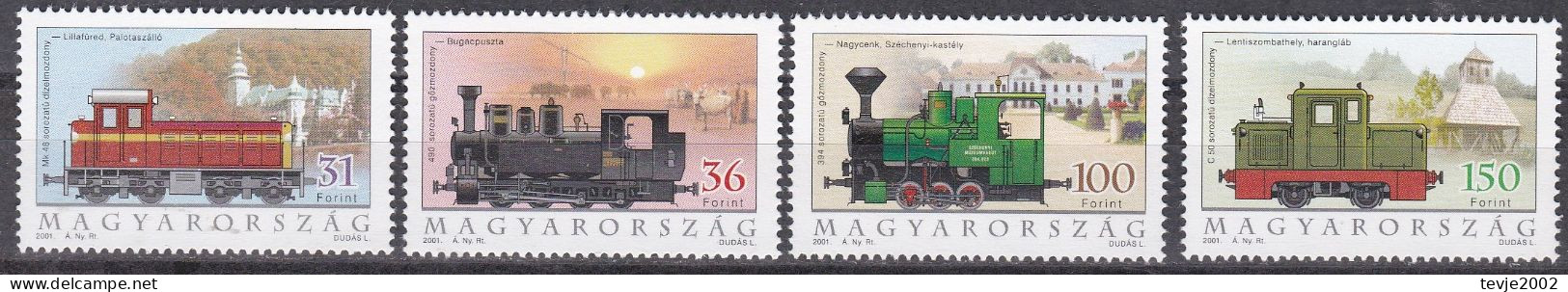Ungarn 2001 - Mi.Nr. 4662 - 4665 - Postfrisch MNH - Eisenbahnen Railways Lokomotiven Locomotives - Trains