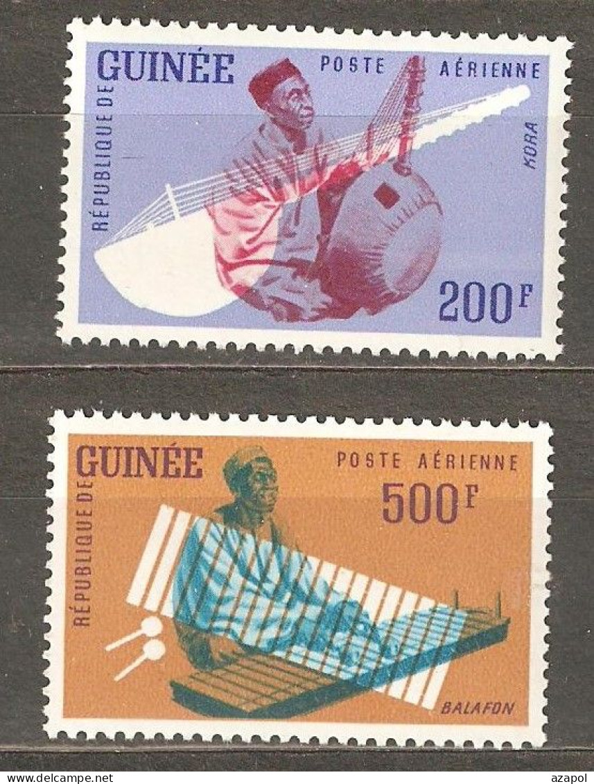 Guinee: 2 Mint Stamps Of Set - Airmail, Musical Instruments, 1962, Mi#126-7, MNH - Guinée (1958-...)