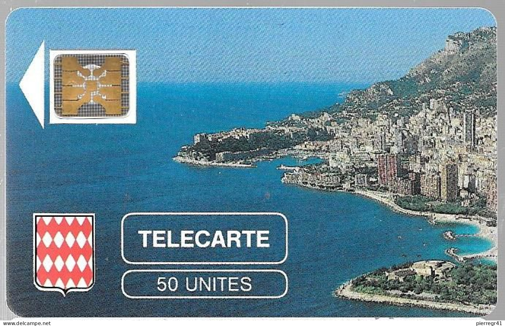 CARTE²°-PUBLIC-MONACO-50U-MF1a-SC4On-N°Série106773-ROCHER De MONACO-Fleche Blanche/Immeubles Rouge-Utilisé-LUXE - Monace