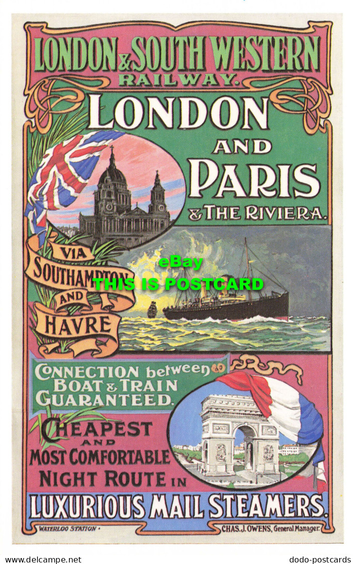 R570107 London And South Western Railway. London And Paris And Riviera. Southamp - Andere & Zonder Classificatie