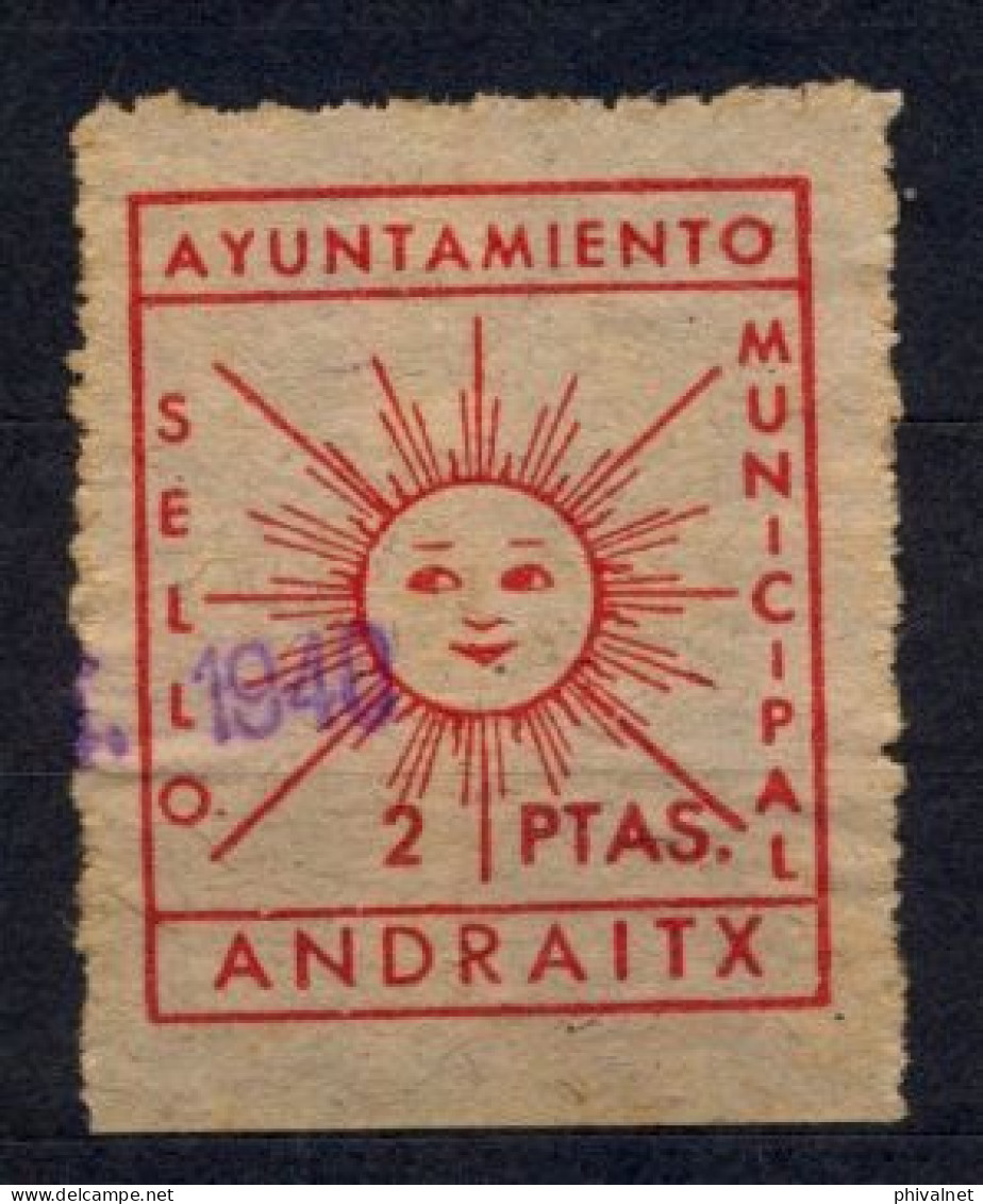 BALEARES , MALLORCA , AYUNTAMIENTO DE ANDRAITX , SELLO MUNICIPAL , 2 PESETAS - Revenue Stamps
