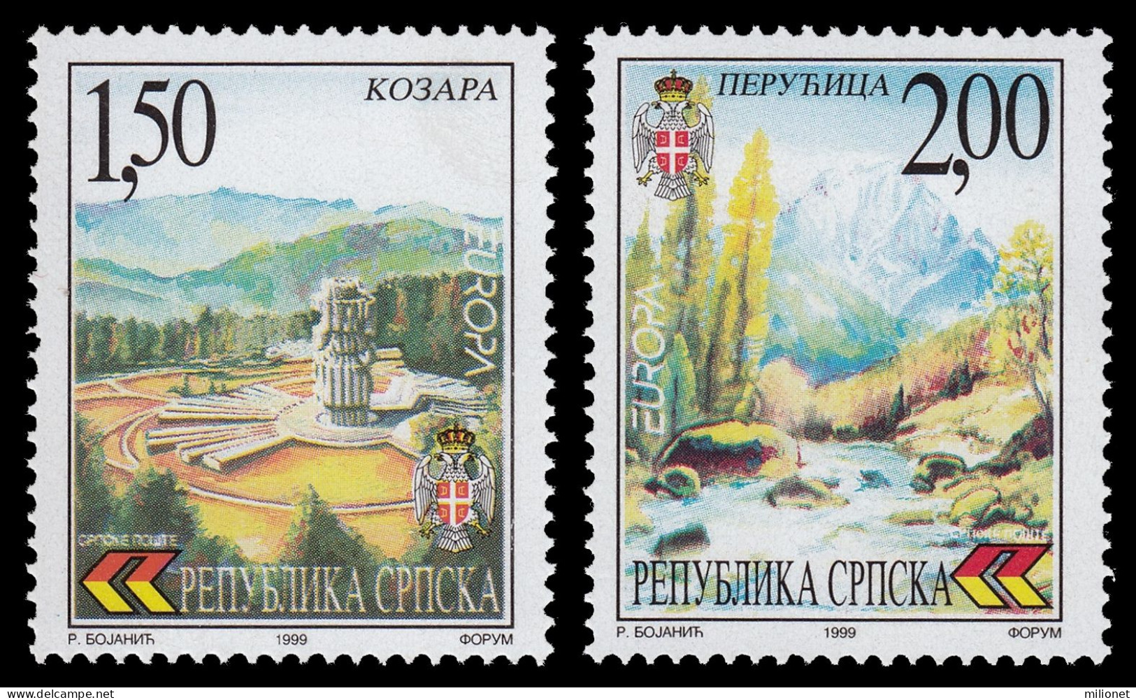 SALE! BOSNIA HERZEGOVINA SERBIA SERB POST PALE BOSNIE BOSNIEN 1999 EUROPA CEPT National Reserves & Parks 2 Stamps Set ** - 1999