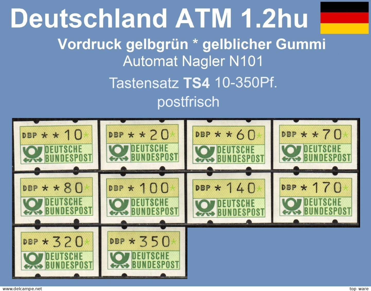 Deutschland Bund ATM 1.2 Hu Tastensatz TS4 10-350Pf. Postfrisch, Nagler Automatenmarken - Viñetas De Franqueo [ATM]