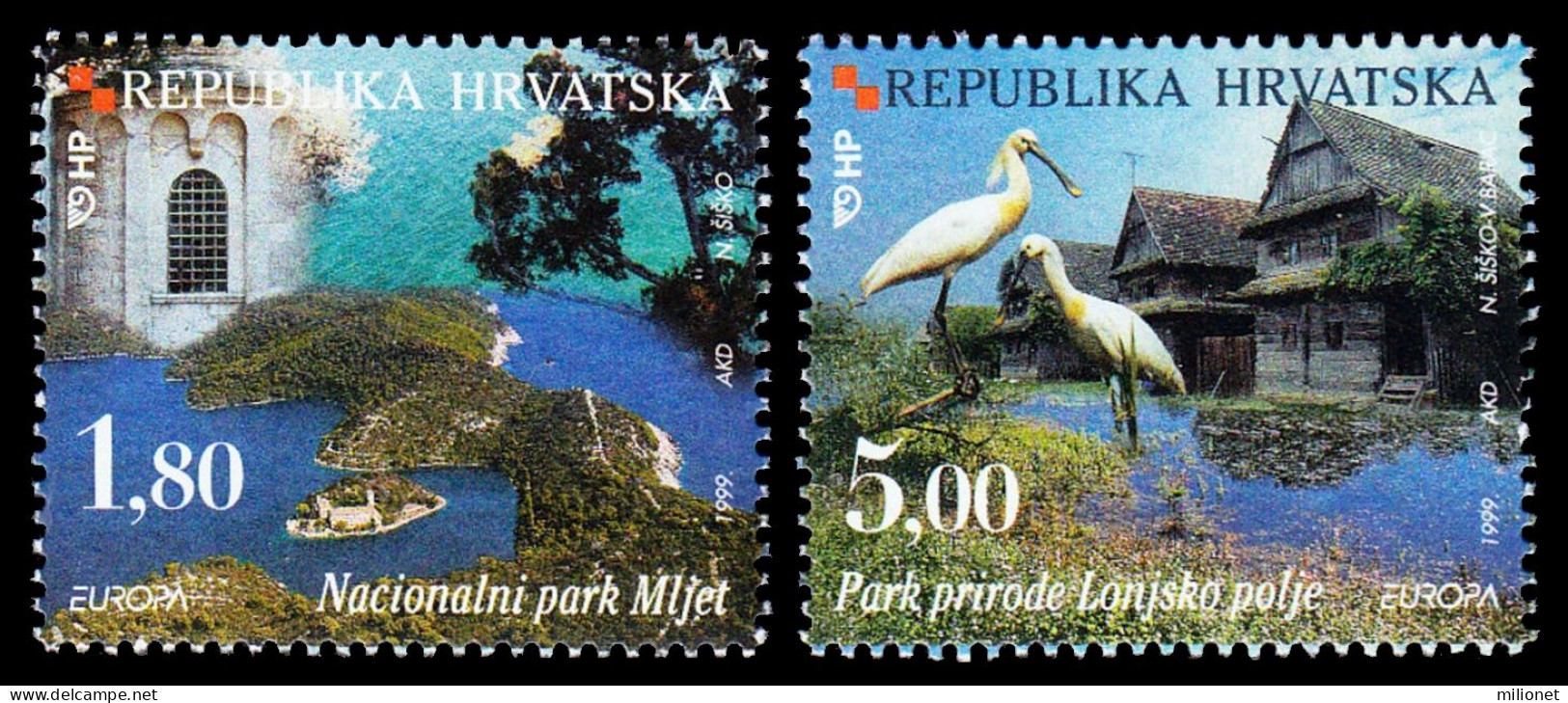 SALE!!! CROATIA CROACIA CROATIE KROATIEN 1999 EUROPA CEPT National Reserves & Parks 2 Stamps Set MNH ** - 1999