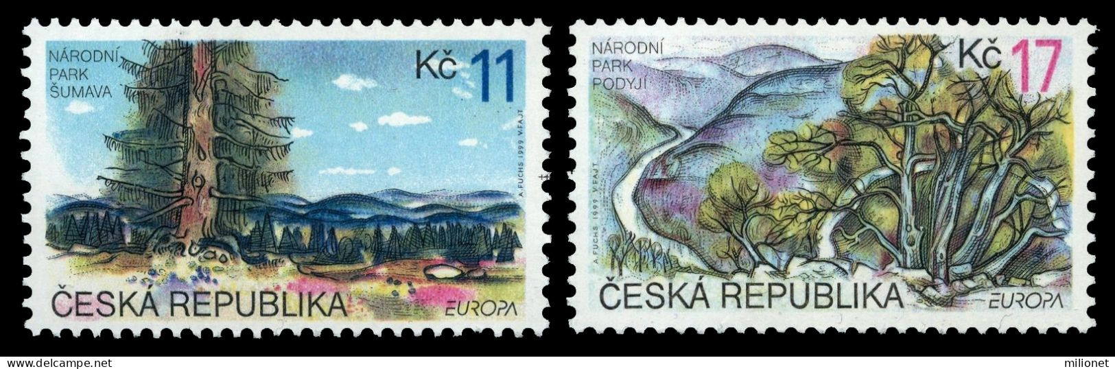 SALE! CZECH REPUBLIC REP. CHECA CHEQUIA RÉP. TCHÈQUE TSCHECHISCHE 1999 EUROPA CEPT National Reserves & Parks 2 Stamps ** - 1999