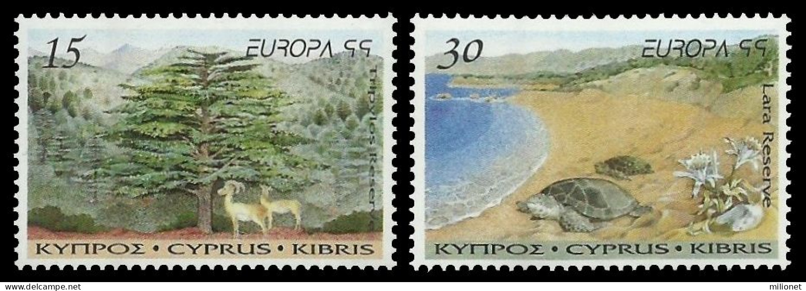 SALE!!! NORTHERN CYPRUS CHIPRE TURCO 1999 EUROPA CEPT National Reserves & Parks 2 Stamps Set MNH ** - 1999