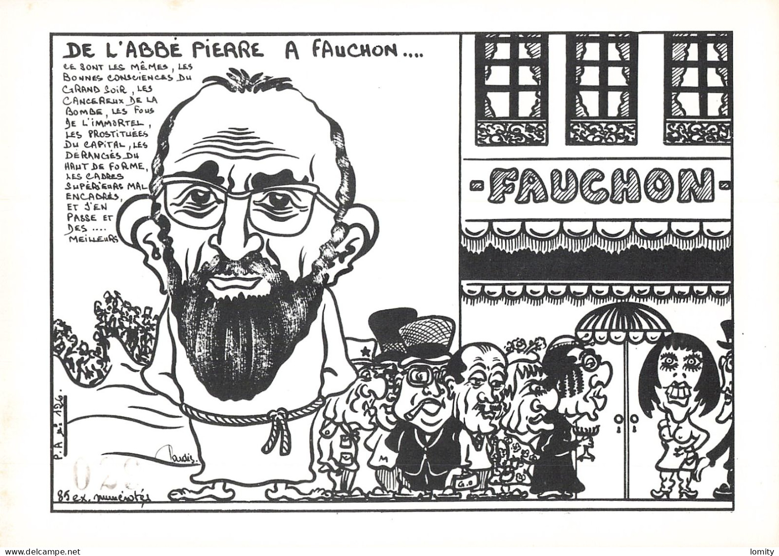 Politique Caricature Abbé Pierre à Fauchon Illustration Lardie Illustrateur - Satiriques