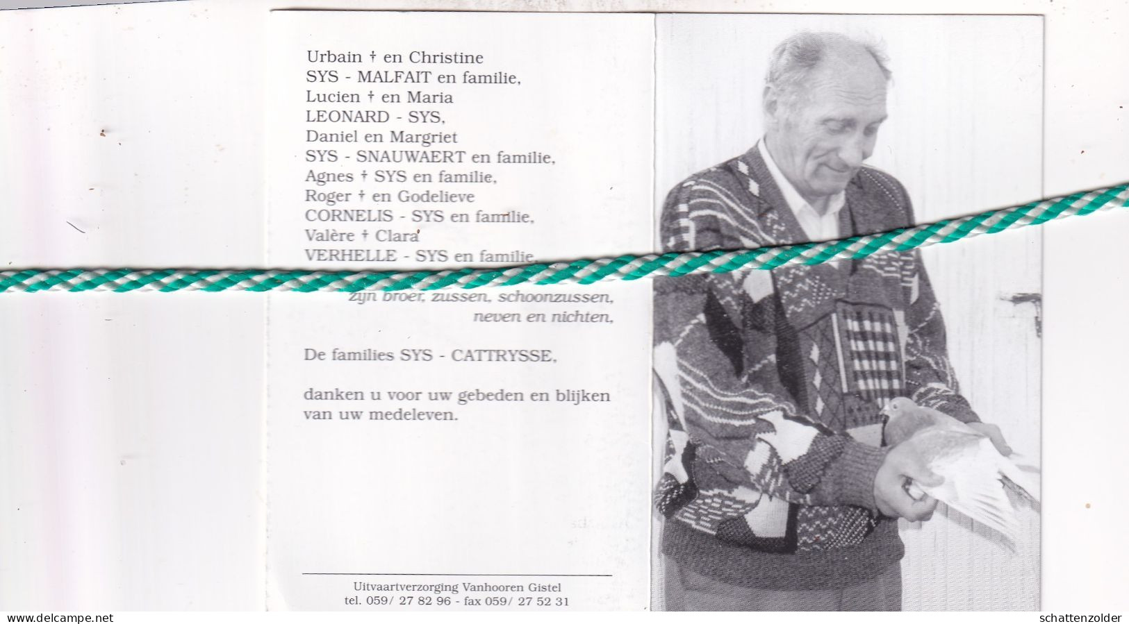 Oswald Sys, Moere 1930, Gistel 2008. Foto Duif - Décès