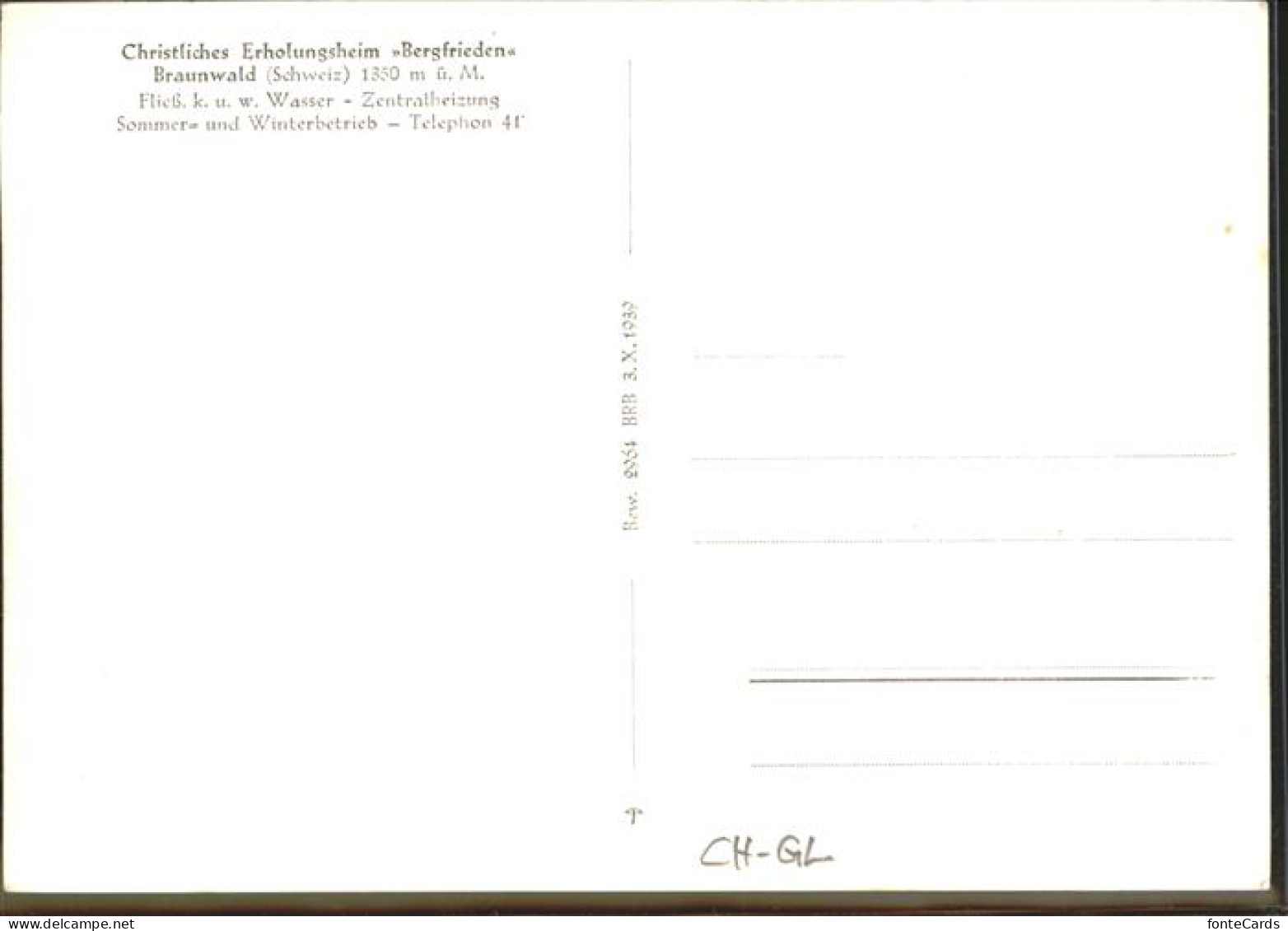 11293188 Braunwald GL Erholungsheim Bergfrieden Braunwald - Sonstige & Ohne Zuordnung