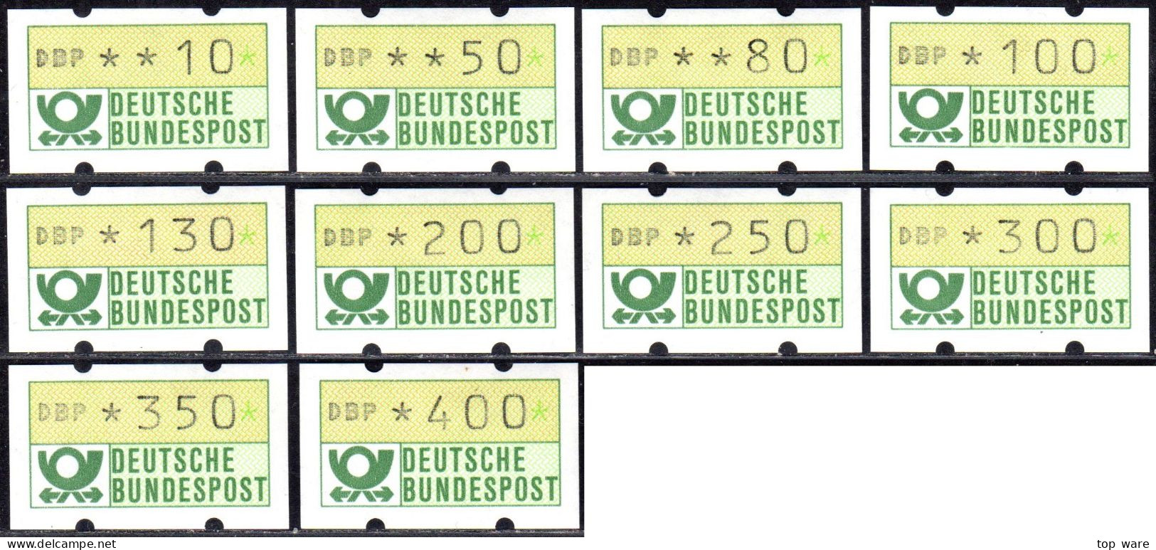 Deutschland Bund ATM 1.2 Hu Tastensatz TS7 10-400Pf. Postfrisch, Nagler Automatenmarken - Timbres De Distributeurs [ATM]
