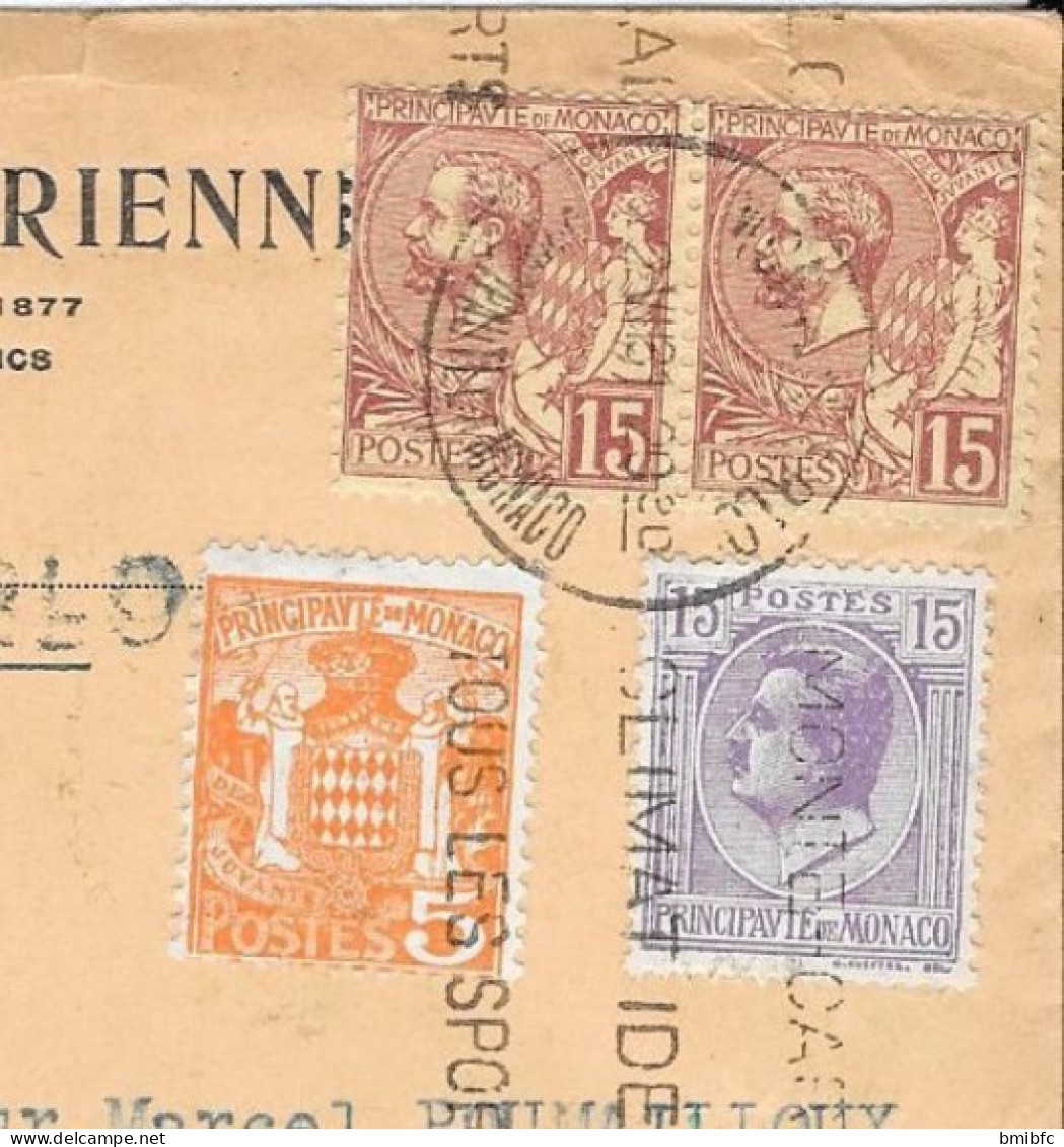 PRINCIPAUTÉ De MONACO 1931 Sur Lettre - Briefe U. Dokumente