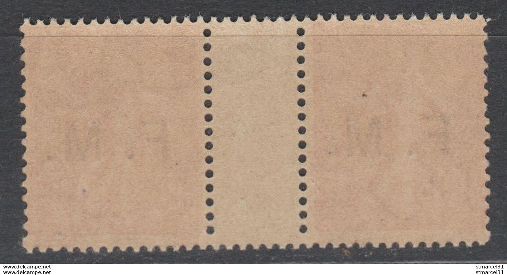 1er SERVI GRAND LUXE PAIRE INTERPANNEAUX N°4  RRR 1 CENTRAGE PARFAIT Neuf** Cote>295€ - Military Postage Stamps