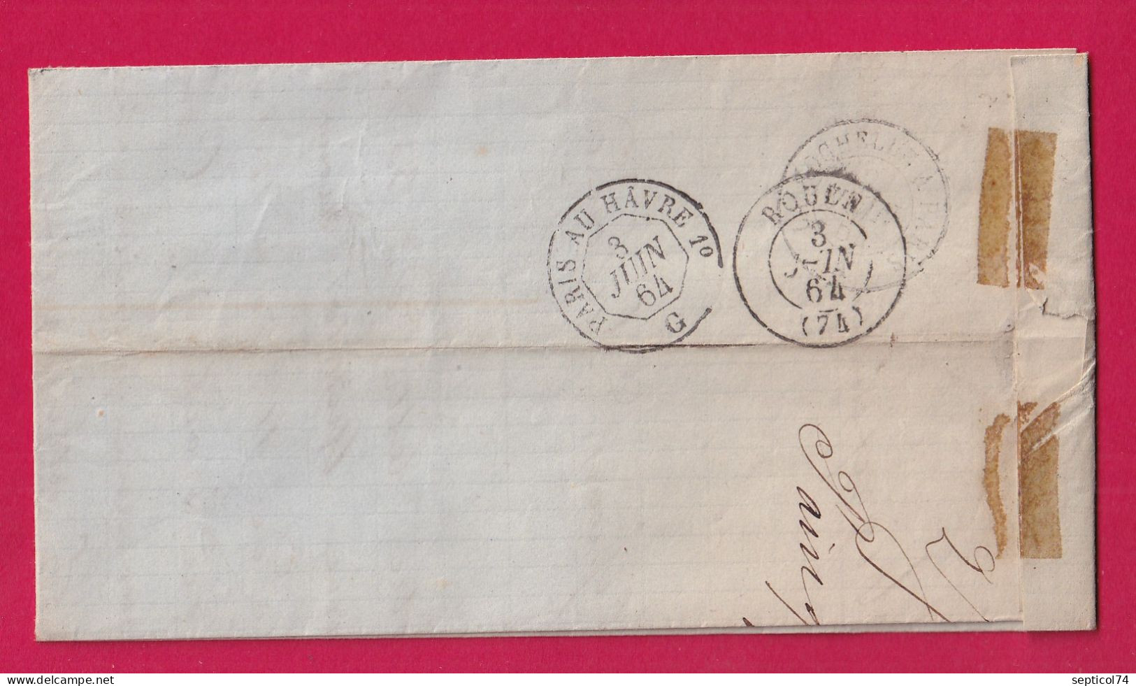 N°22 GC 19 CAD TYPE 22 AIGREFEUILLE D'AUNIS CHARENTE INFERIEURE INDICE 17 CACHET ARRIVE ROUEN AU RECTO LETTRE - 1849-1876: Période Classique