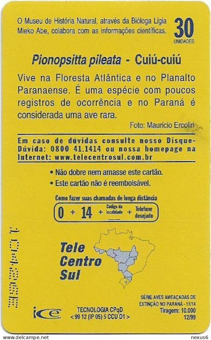Brazil - Telepar (Inductive) - Parrots 11/14, Cuiú-Cuiú, 12.1999, 30U, 10.000ex, Used - Brasile