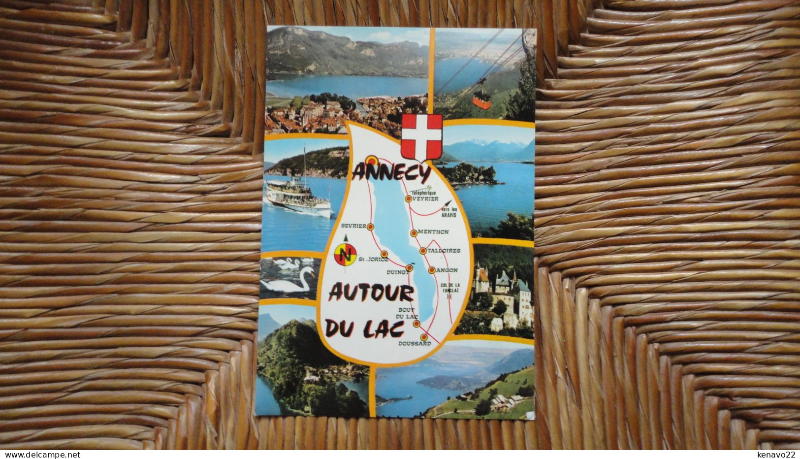 Annecy , Autour Du Lac , Multi-vues Et Carte "" Beau Timbre Roulette "" - Autres & Non Classés