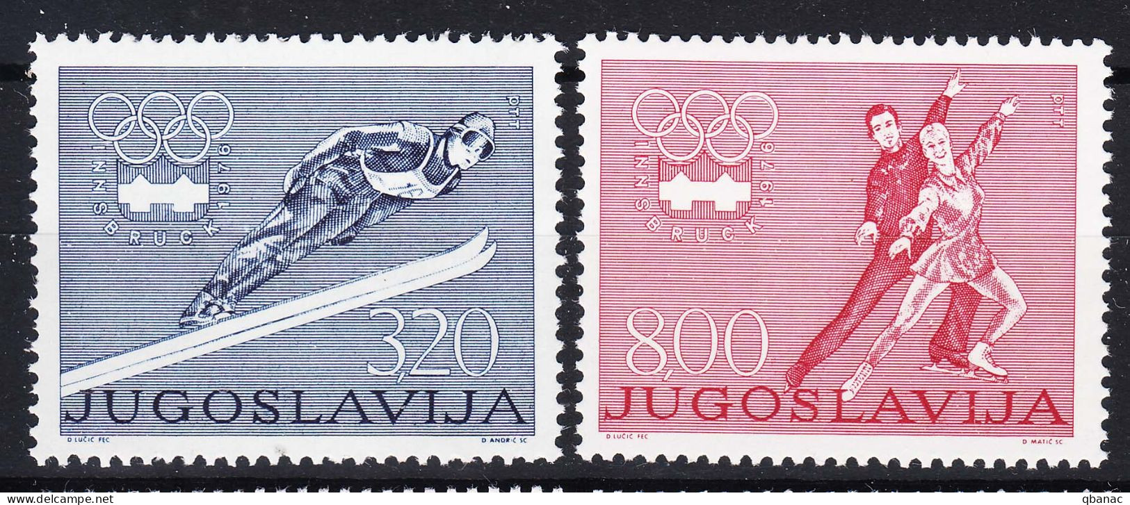 Yugoslavia Republic 1976 Winter Olympic Games Mi#1630-1631 Mint Never Hinged - Unused Stamps