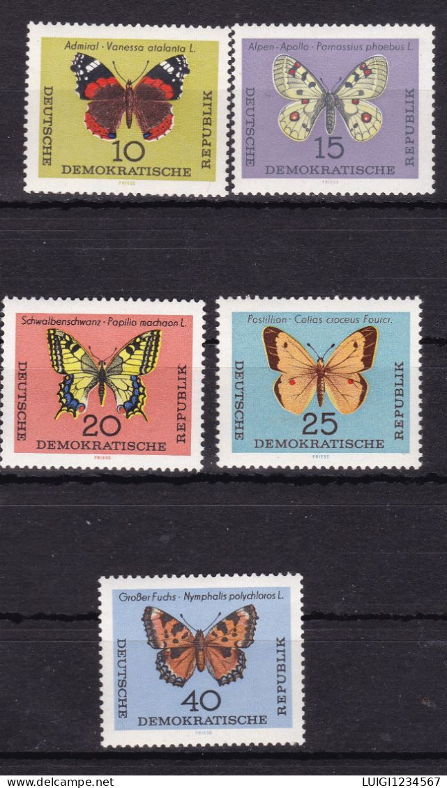 GERMANIA NUOVO MNH ** DDR FARFALLE MICHEL 1004/1008 - Papillons